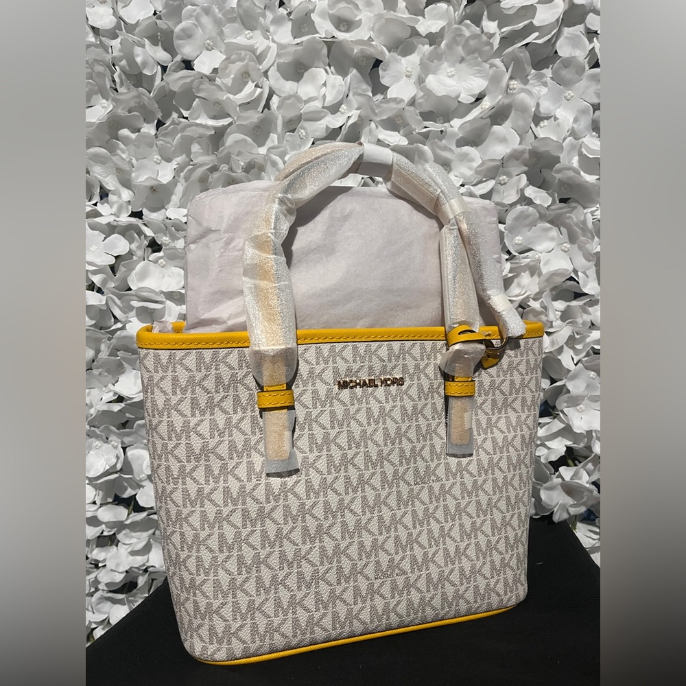 Michael Kors Cream and Yellow Tote Bag